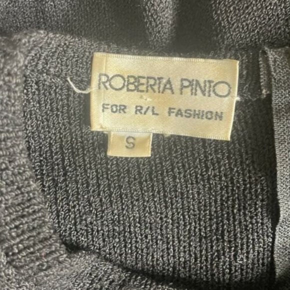 Vintage Roberta Pinto R/L Fashion Black Knit Midi Dress Size Small 3/4 Sleeve a9 - Picture 3 of 4